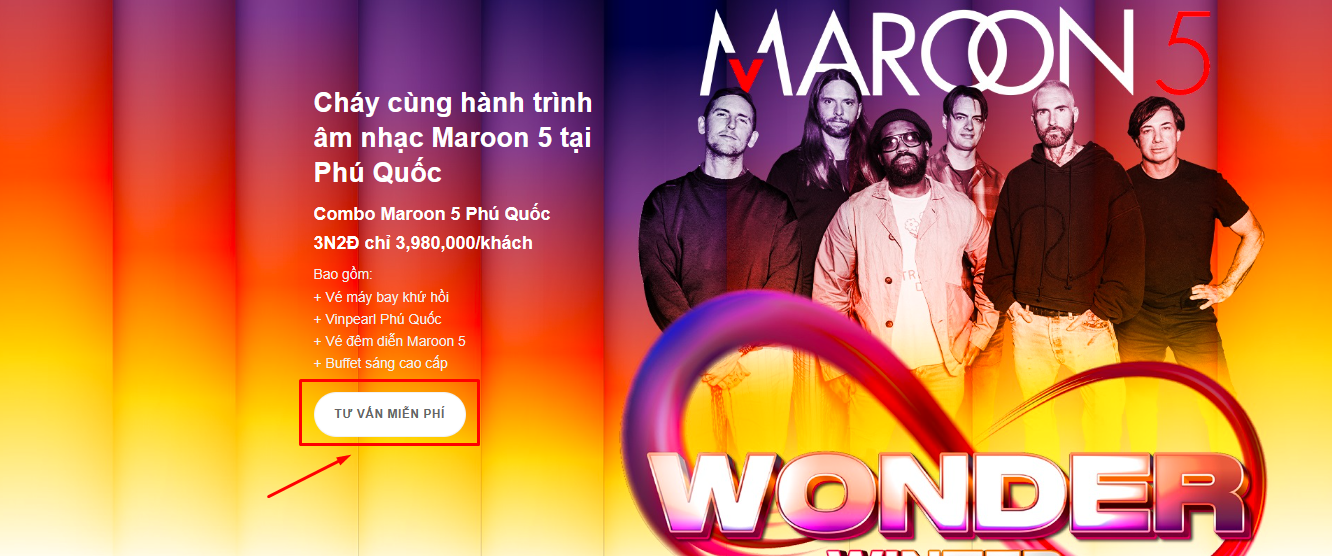 Đặt vé Maroon 5 Phú Quốc 8Wonder qua đại lý