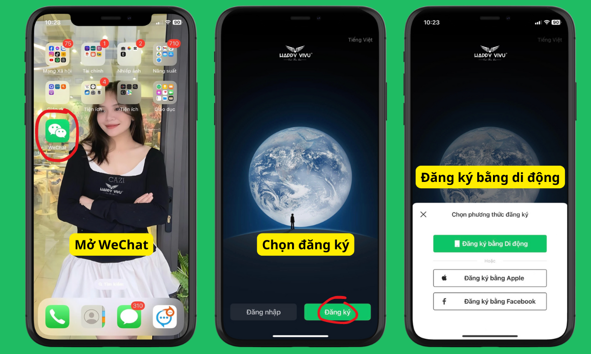 Mở ứng dụng wechat